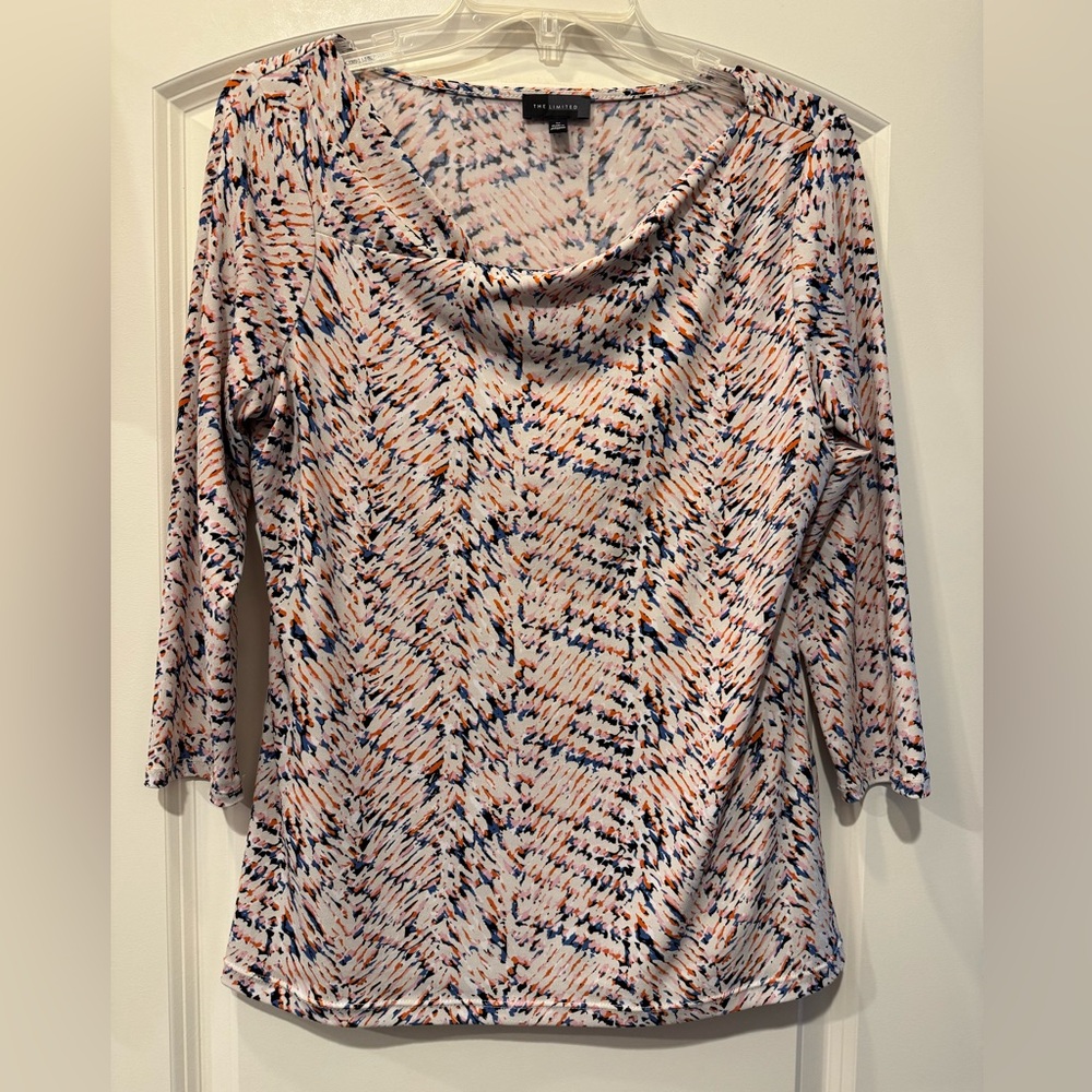The Limited -  Abstract Print Blouse with Cowl Neck